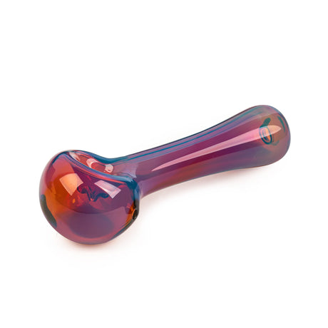 4.5 Solid Colour Spoon pipe in iridescent glass with a rounded bowl, straight stem, carb hole, built-in ash catcher, and screen for smooth use.