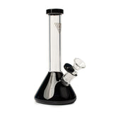 8 Tall Midge Mini Beaker Bong, a sleek glass water pipe with removable bowl, showcasing advanced percolation and steampunk-inspired design, blending artistry and precision engineering.
