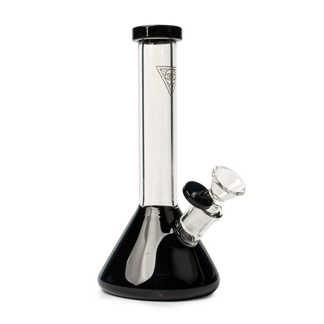 8 Tall Midge Mini Beaker Bong, a sleek glass water pipe with removable bowl, showcasing advanced percolation and steampunk-inspired design, blending artistry and precision engineering.