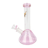 8 Tall Midge Mini Beaker Bong features a pink-tinted base, straight neck, removable downstem, and matching bowl, exemplifying Red Eye Tek's blend of art and engineering.