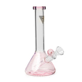8 Tall Midge Mini Beaker Bong, featuring a pink-tinted base, straight neck, and side-mounted downstem, embodies Red Eye Tek’s fusion of art and engineering.