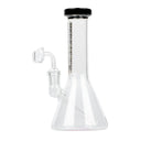 8 Tall Splash Concentrate Beaker Bong with a quartz banger, featuring durable borosilicate glass and a fixed downstem for smooth dabbing experiences.