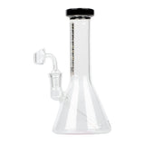 8 Tall Splash Concentrate Beaker Bong with a quartz banger, featuring durable borosilicate glass and a fixed downstem for smooth dabbing experiences.