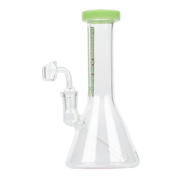 8 Tall Splash Concentrate Beaker Bong with a clear, beaker-style design, fixed downstem, and a 19mm quartz banger for dabbing concentrates or smoking herbs.