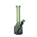 11 Tall Terminator Prismatic Bong with iridescent finish, straight tube design, removable downstem, bowl, Red Eye Tek logo, and hexagonal canteen base.