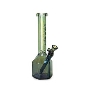 11 Tall Terminator Prismatic Bong with iridescent finish, straight tube design, removable downstem, bowl, Red Eye Tek logo, and hexagonal canteen base.