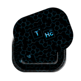 Roll N Go Small - Elements jar lid with cyan hexagonal pattern, featuring 'T⁴' and 'Hc₂₀' elements, indicating cannabis concentrate packaging.