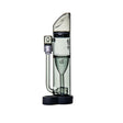 Ryan Fitt Pillar Pivot Top - Smoke: Compact borosilicate glass dab rig with slanted mouthpiece, sidecar-style joint, and silicone base for stability, designed for e-rig compatibility.
