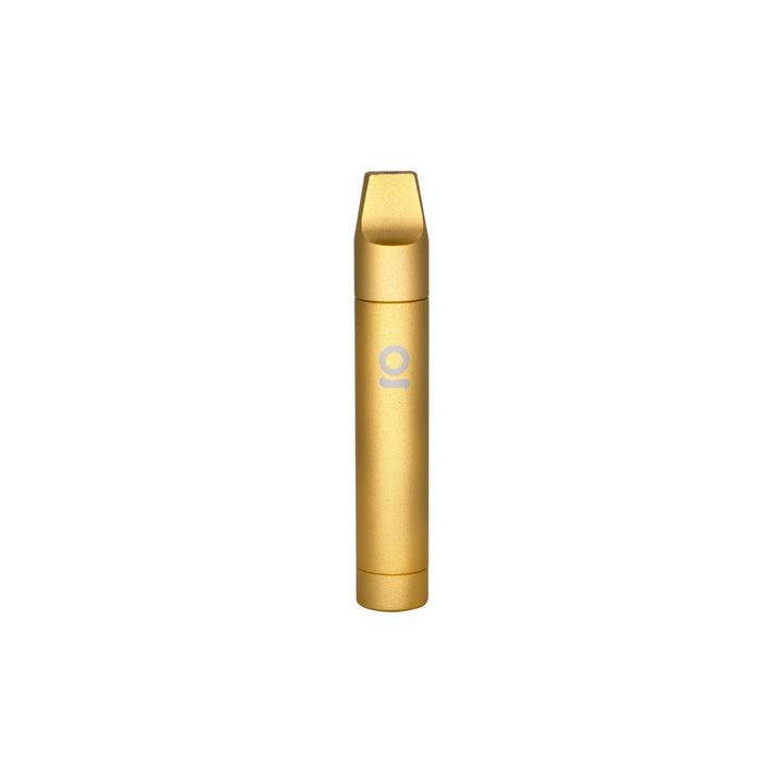 Aluminum Multi-Hitter w/ Cooling Spiral - Black, featuring a sleek, pen-shaped design with an angled mouthpiece and built-in cooling spiral for smooth, discreet use.