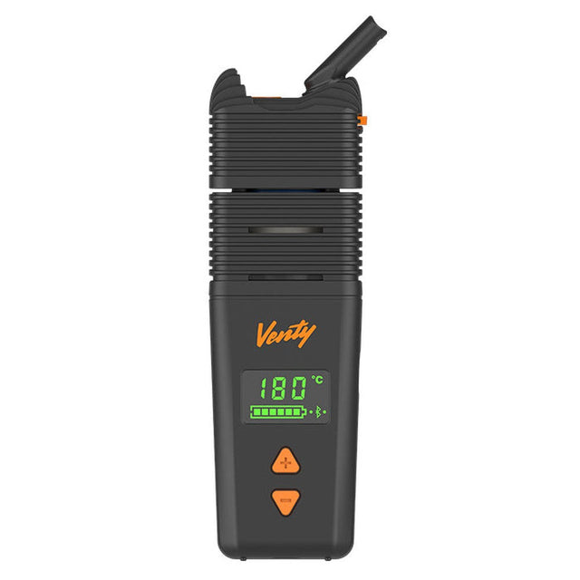 VENTY Dry Herb Vaporizer with a sleek design, featuring a green screen, showcasing advanced vaporizing technology and adjustable airflow for a superior vaping experience.