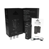 Uni Pro ARK Digital Box Mod 510 Thread Battery with zinc alloy body, OLED display, USB-C port, and visible cable, highlighting its modern electronic design.