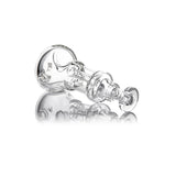 Tetra - Clear borosilicate glass smoking rig with internal percolator, sleek four-column design by MJ Arsenal, featuring a bulbous water chamber and left-side carb.