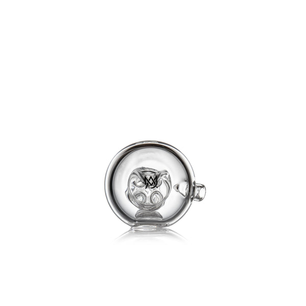 Tetra - Clear: A compact, clear glass hand pipe featuring a sleek four-column design and left-side carb, crafted from durable borosilicate glass for modern functionality.