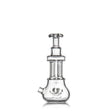 Tetra - Clear: A compact, clear-glass water pipe with a beaker base, internal percolator, four-column design, and borosilicate glass for durability.