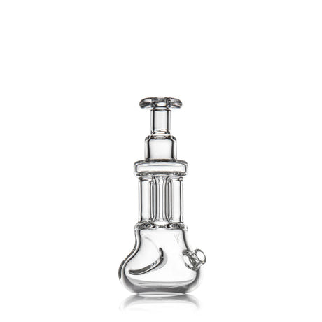 Tetra - Clear glass smoking rig featuring a sleek four-column design, left-side carb, and compact size, crafted from durable borosilicate glass for vaporizing concentrates or herbs.
