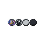 4pcs Metal 2.2 Sharp Shred Grinder, featuring black metal design and circular shape, ideal for efficient herb grinding with sharp teeth and pollen screen.