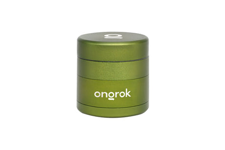 Mini EZ Grinder - 55mm, a compact, cylindrical three-piece metal grinder with ongrok branding, designed for efficient spice grinding with a magnetic lid and deep chambers.