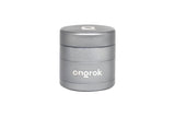 Mini EZ Grinder - 55mm, silver/gray, cylindrical, three-piece with ongrok branding; features a magnetic lid and deep storage chambers for herbs.