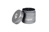 Mini EZ Grinder - 55mm showing its interlocking teeth inside, crafted from durable aircraft-grade aluminum, designed for efficient herb and spice grinding.
