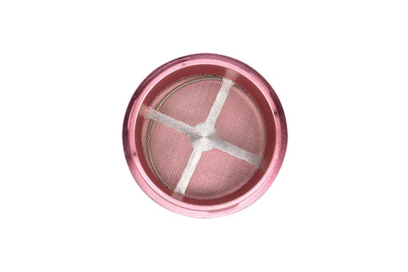 Mini EZ Grinder - 55mm features a round metal frame with a fine wire mesh and four spokes, ideal for precise, compact herb grinding and smart storage.