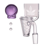 Dabsketball Banger - 14mm - 90degree featuring a quartz banger, marble-style carb cap, and terp pearls for efficient concentrate vaporization in a basketball-themed design.