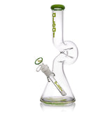 12 Lounger Bong with beaker base, bent neck, and twist details; features a balloon-inspired design with bubble chamber, removable down-stem, and aLeaf logo.
