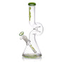 12 Lounger Bong with beaker base, bent neck, and twist details; features a balloon-inspired design with bubble chamber, removable down-stem, and aLeaf logo.