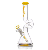 12 Lounger Bong with balloon-inspired, sculptural design, beaker base, knuckled neck, built-in down-stem, removable bowl, aLeaf logo.