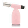 3.5 Blow Torch Turbo Flame in pink sleeve with embossed leaf logo, featuring adjustable flame nozzle and compact design for versatile uses like culinary or herb lighting.