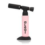 7 Blow Torch Blue Turbo Flame with pink body, black base, and nozzle. Compact, portable for precision dabs, featuring high-performance flame for efficient heating.