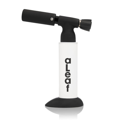 aLeaf 7 Blow Torch Blue Turbo Flame, featuring a white body with black nozzle, perfect for precision tasks like dabbing, caramelizing, and light soldering.