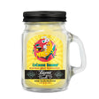 Scented Candle - CoCanna Banana in a glass jar with a black lid, featuring a cartoon banana design, designed to neutralize odors with a 22-hour burn time.