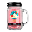 Scented Candle - Strawdazzlez N Cream in a glass jar with pink liquid, featuring odor-eliminating enzymes, 90-hour burn time, soy blend wax, lead-free wick.
