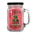 Glass mason-jar mug filled with red sour candies, labeled RED MOTHER PUCKER by Trippy Wick, highlighting the Scented Candle - Trippy Wick Red Mother F*#k3r.