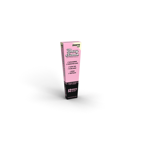 Blazy Susan Pink Shorty Cones Full Box (12 Cones x 21 Packs) featuring slow-burning, ultra-thin, vegan pre-rolled cones in a tall, slim retail box.