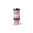 Clear plastic jar with black lid, filled with fifty Blazy Susan Pre-Rolled Pink Queen Size Cones, labeled 50 Queen Size Cones, made in France.