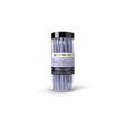 Blazy Susan Purple 1 1/4 Cones - 50 Count Jar, featuring pre-rolled cones in a clear plastic canister, ideal for a stylish smoking experience.
