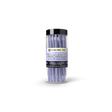 Purple 98mm Cones - 50 Count Jar featuring clear plastic tube of Blazy Susan's ultra-thin, slow-burning pre-rolled purple cones with built-in filter tips.