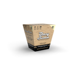 Unbleached 1 1/4 Cones Full Box - 6 Cones x 21 Packs showcased in wood-patterned packaging, highlighting slow-burning, vegan, ultra-thin, chlorine-free, GMO-free features.