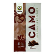 Chamomile Wraps – Chocolate carton featuring 25 packs, each with a resealable foil pack of 5 smooth, slow-burning, tobacco-free wraps, visible through packaging.
