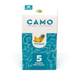 Chamomile Wraps - Pineapple - Carton of 25 packs; close-up of pineapple-themed packaging showcasing nicotine-free, plant-based wraps for smooth, exotic sessions.
