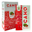 Chamomile Wraps - Watermelon - Carton of 25, featuring a watermelon and slice, alongside a box of resealable foil packs, ideal for smooth, tobacco-free smoking.