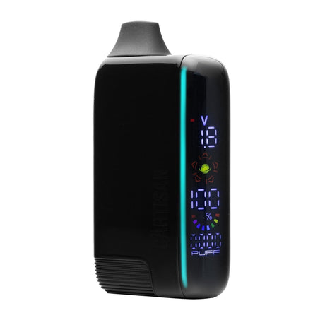 Veil Bar Pro EVO 510 Battery in glossy black with digital display showing settings and ribbed grip, featuring auto-draw activation and ergonomic design.