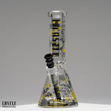 12 Beaker Bong - Kitty, featuring a playful cat-themed design and sturdy black tube, ideal for cat lovers seeking a unique, durable smoking experience.