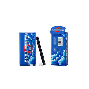 Two CHILL MINTS cartons; one open, showing a black mint dispenser with white mints. Part of the Polar Breath Mint Dugout kit for discreet freshness.
