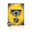 HB XL Marble Carb Cap (w/ Hole) featuring a yellow package with a bee image, showcasing its vortex airflow design, ideal for vaporization with quartz bangers.