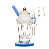 8 Tall Milkshake Incycler Rig, shaped like a soft-serve sundae with a cherry top, featuring a built-in UFO percolator and ergonomic straw-style mouthpiece.