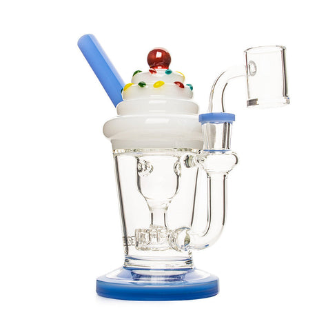 8 Tall Milkshake Incycler Rig, shaped like a soft-serve sundae with a cherry top, featuring a built-in UFO percolator and ergonomic straw-style mouthpiece.