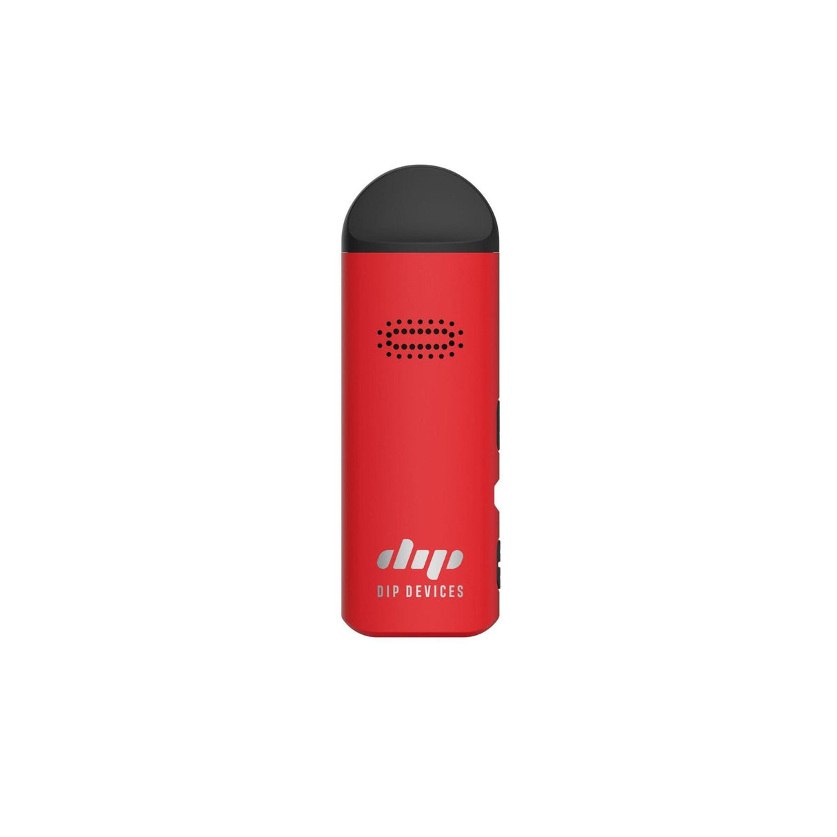 Aster Flower Vaporizer by Dip Devices: Compact red pod-style vape battery with black mouthpiece, logo, LED holes, control buttons, offering premium performance and affordability.