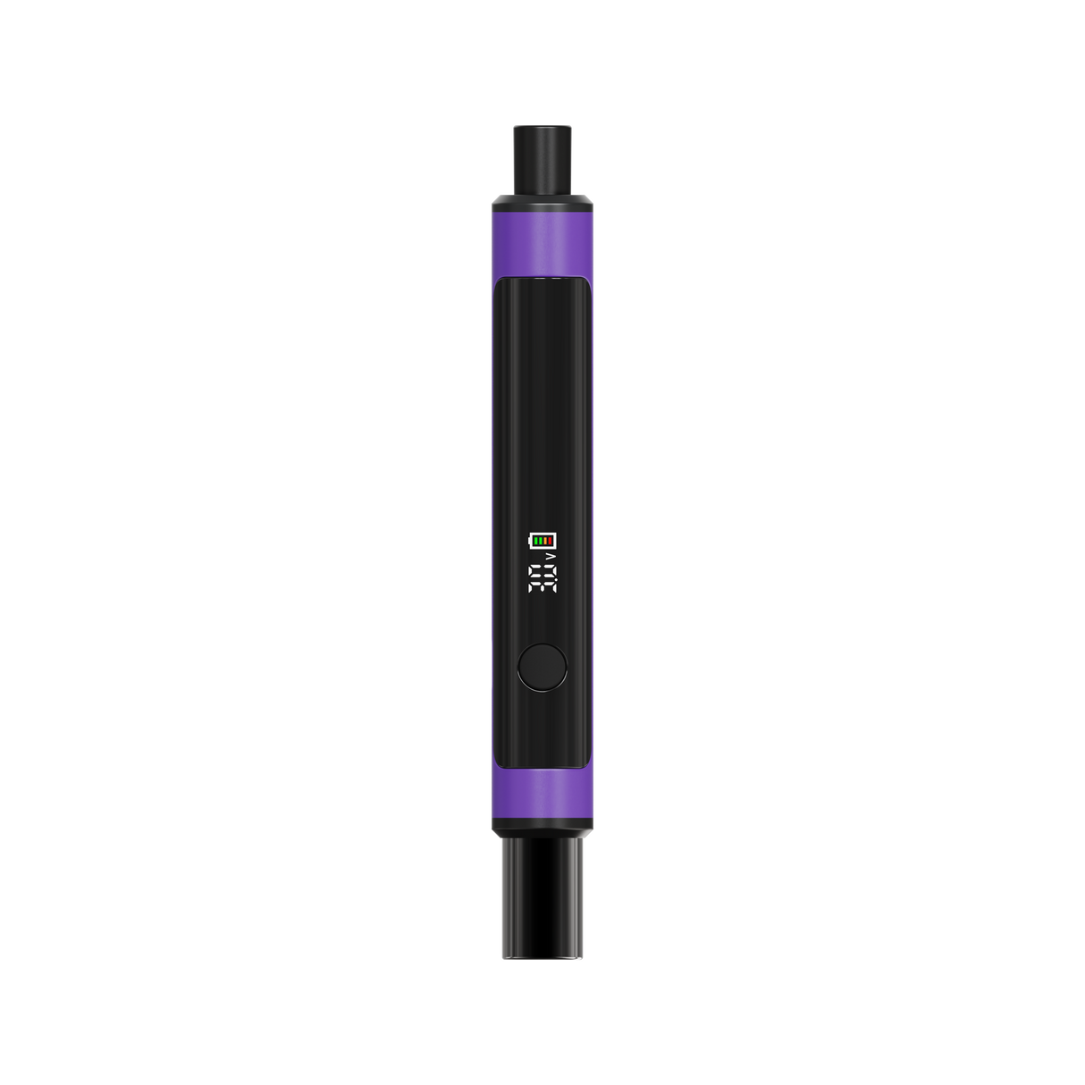 Little Dipper Dab Straw Vaporizer with a black and purple cylindrical body, small display showing 4.1 V, single button, and mouthpiece/heating chamber sections.